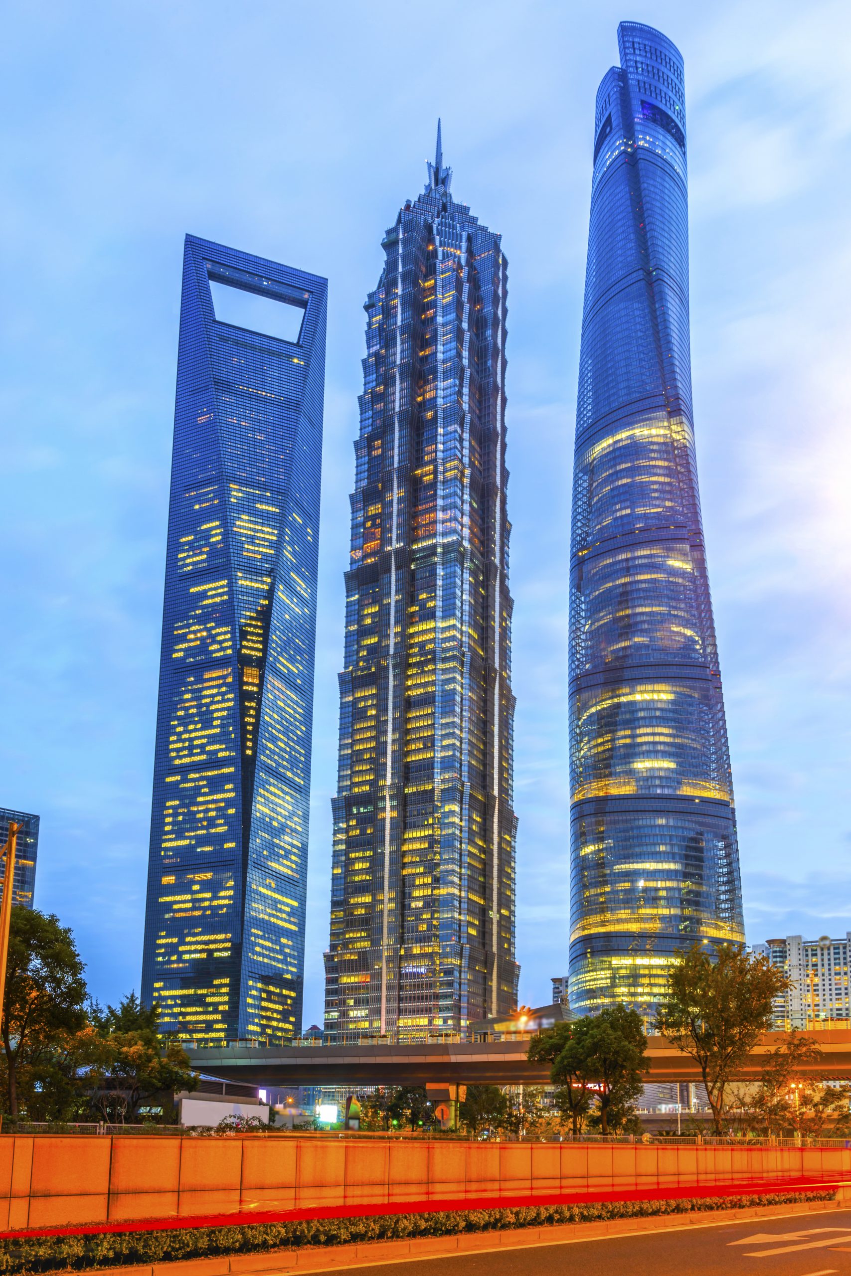 landmarks reflect view downtown shanghai scaled